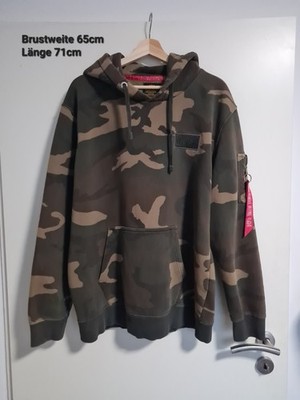 Alpha Industries Kapuzenpullover Hoodie Camouflage orangenes Logo hinten Gr. 2XL