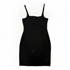 Planet Gold Sz M Little Black Dress Heart Rhinestones Spaghetti Strap Mini