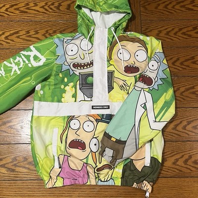 Rick and Morty Members Only Adult Swim 1/4 Zip Windbreaker Jacket Hoodie Size S