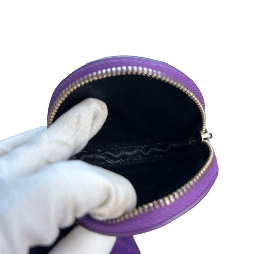 Versace Leather Purple Shoulder Bag Silver Circle Used Authentic - Picture 20 of 20