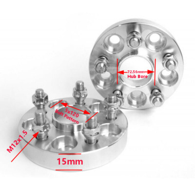 2x 15mm Spurverbreiterung 5x120 PCD M12x1,5 72,56CB FÜR BMW 3ER Z3 Z4 Z8 X1 DE