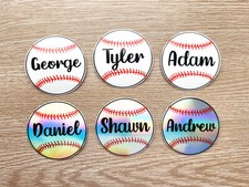Holographic Custom Name Baseball Sticker, Sports Team Gift, Sports Ball Sticker