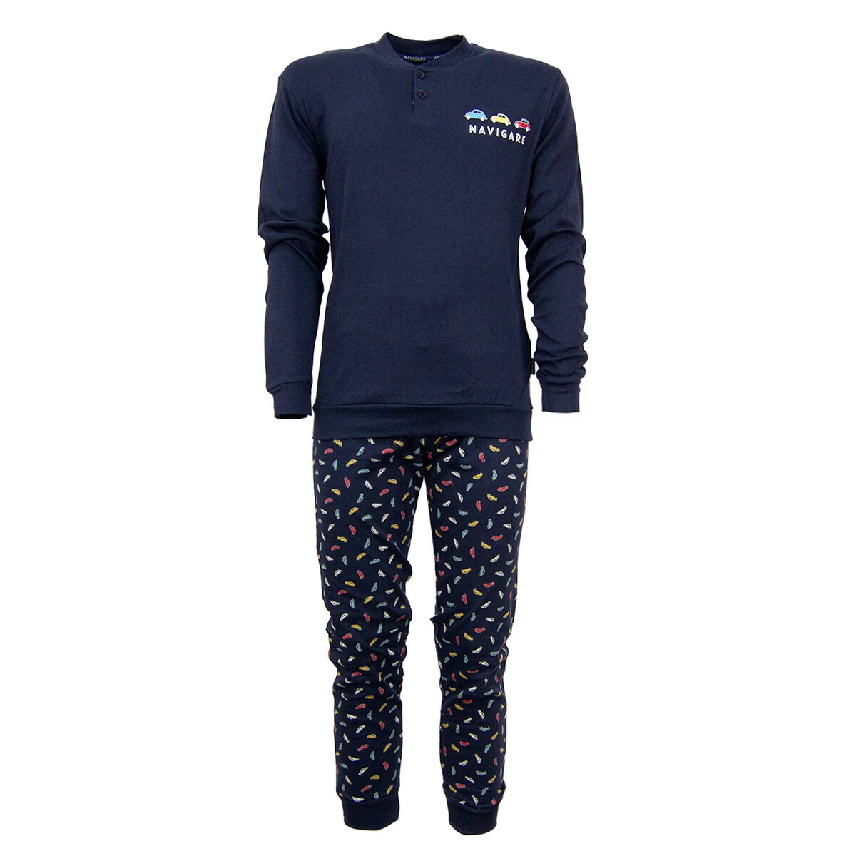 pigiama, uomo, estiva, navigare, manica lunga, pantalone lungo, cotone