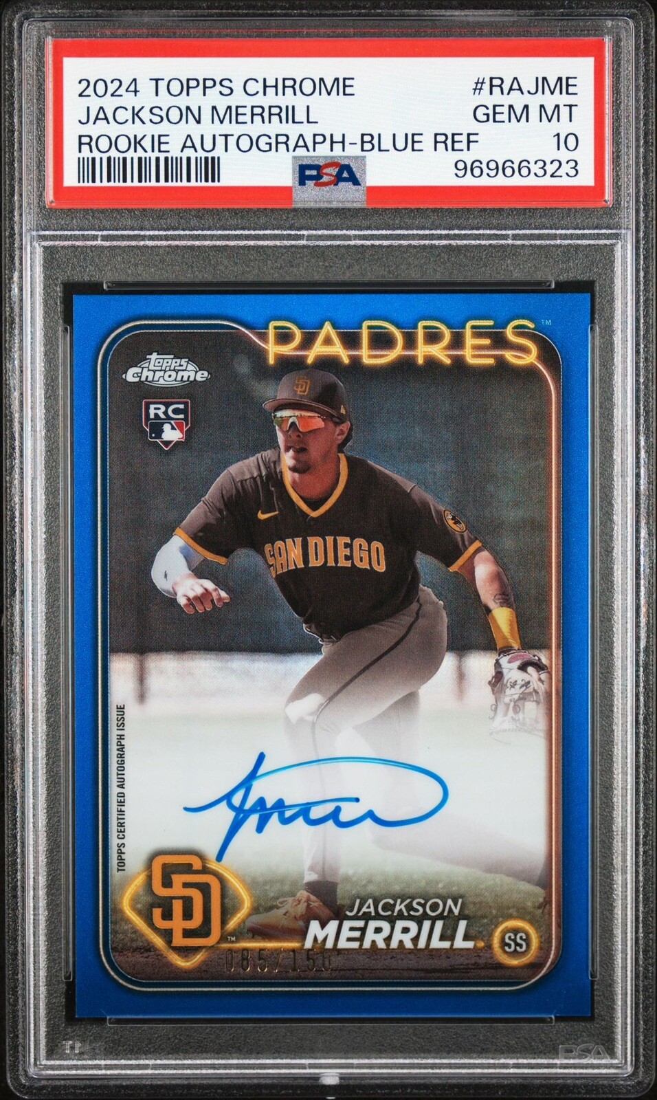Jackson Merrill Autographed Signed 2024 Topps Chrome True Blue 