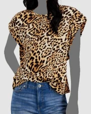 $29 Inc International Concepts Women's Beige Animal Print Top Petite Size PM
