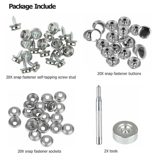 62pcs Stainless Steel Fastener Snap Press Stud Cap BUTTON Marine Boat Canvas Set - Picture 7 of 11
