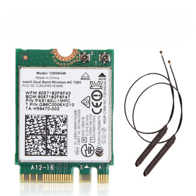 Wifi Adapter 1200Mbps AC7265 M.2 NGFF Dual Band Wireless Card With Antenna