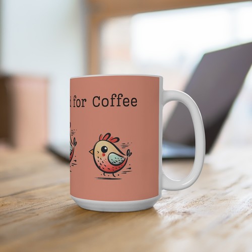 Chickens Lover Mug - Unique Design with Cute Chick, Chicken Mom Mug , Peach Mug - Picture 5 of 5