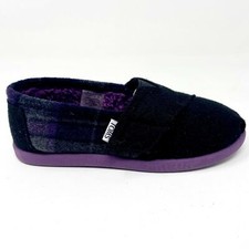 Toms Classics Purple Plaid Tiny Toddler Slip On Casual Canvas Flat Shoes