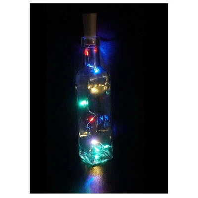 Sternfabrik Flaschenkorken mit 8er Micro LED Lichterkette bunt Kork 80cm #02 - Bild 1 von 4