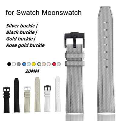 Rubber Silicone Watch Strap for Omega X Swatch MoonSwatch 20mm Curved End Band