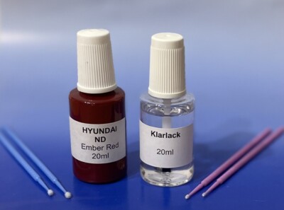 Lackstift-Set Hyundai ND Ember Red Pearl met. + Klarlack, 2x 20ml + 4 Lacktupfer