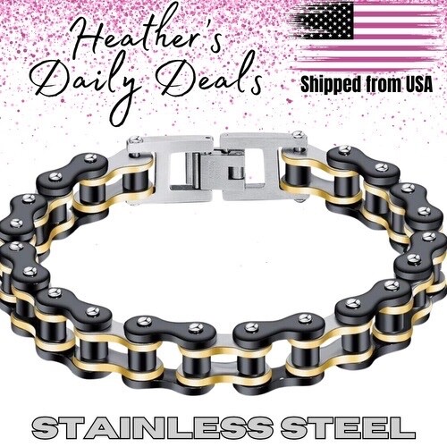 Anklet Wrist Gold Stainless Steel Bike Chain Motorcycle Biker Bracelet Band Men-image