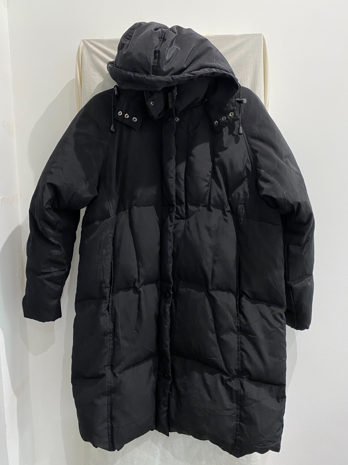 LARRY LEVINE Black Hooded Down Long Length Puffer Coat Size M eBay