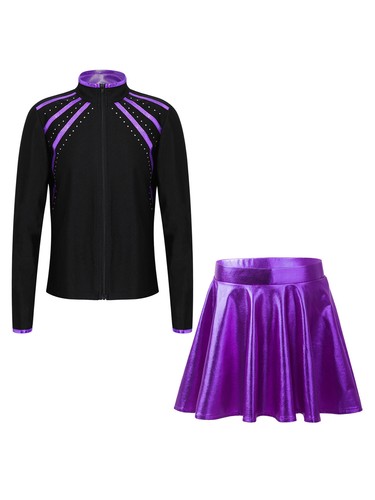 Kids Girls Outfits 2pcs Costume Long Sleeve Dancewear Competition Sweatshirt - Picture 34 of 60