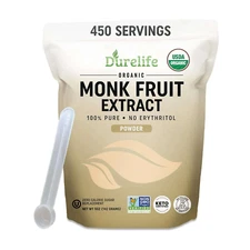 Organic 100% Pure Monk Fruit Sweetener, No Erythritol, Monkfruit Extract Powder,