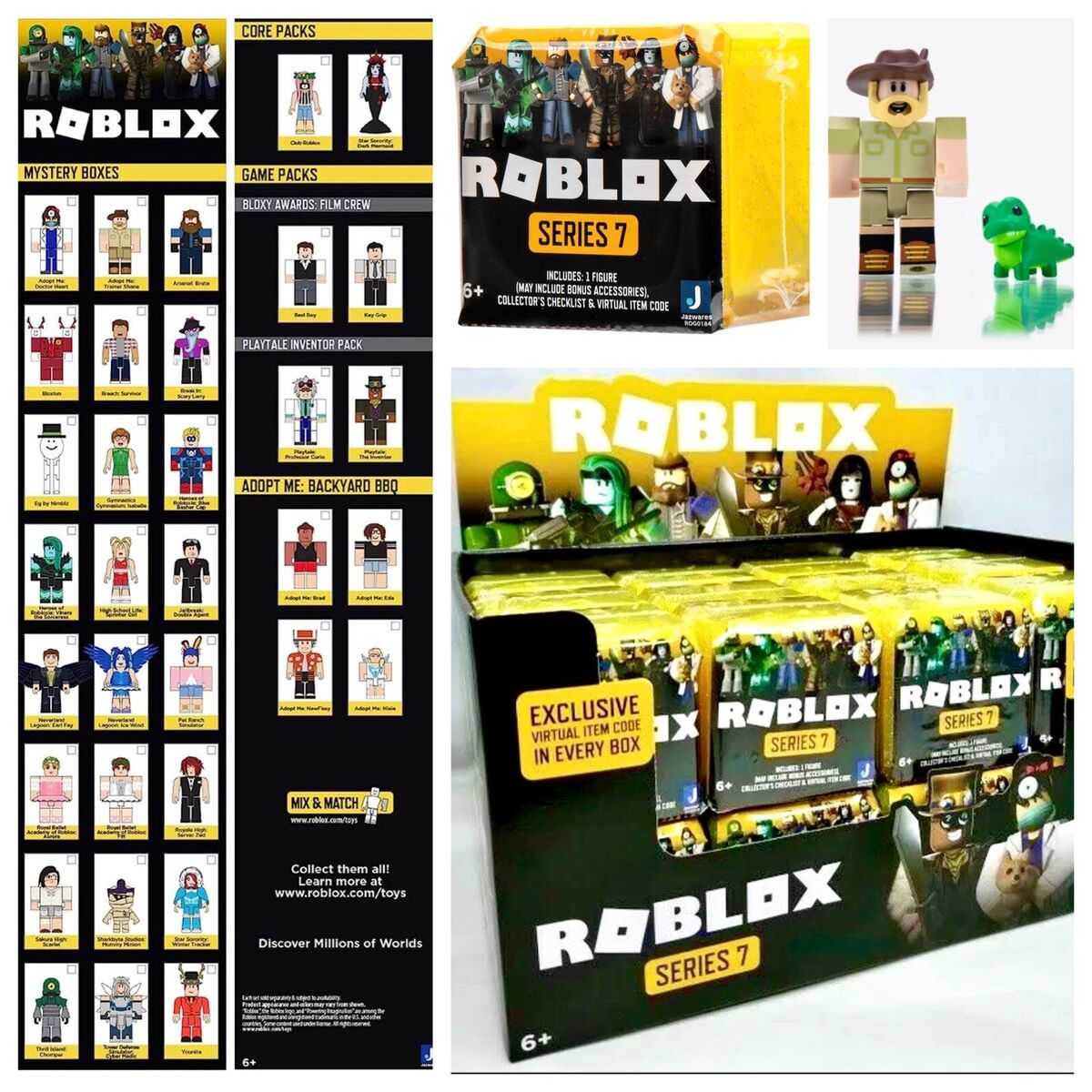 Roblox Series 7 Figure Virtual Item Code Purple Blind Bag 2 Black Box Lot  191726015048