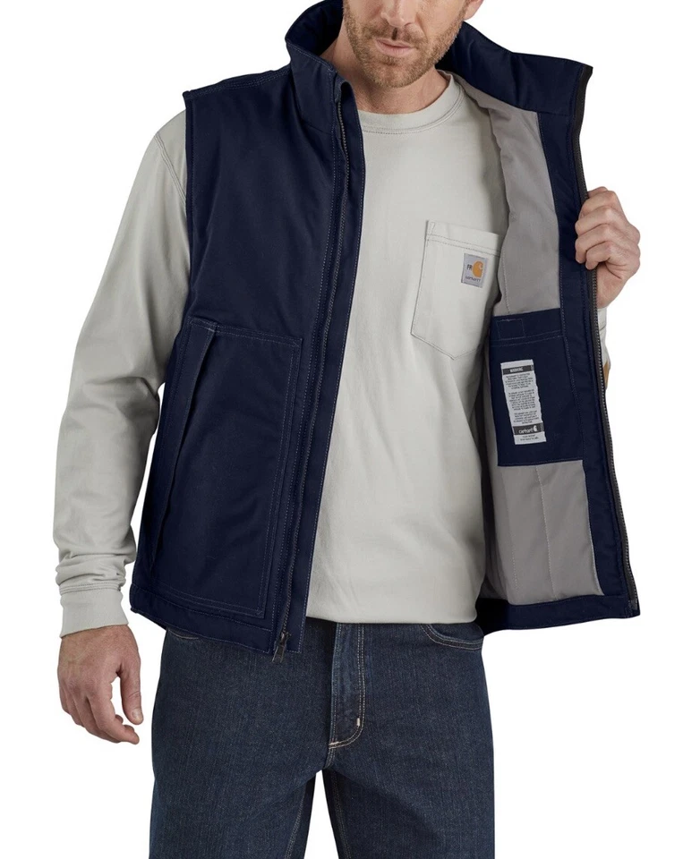 Carhartt 103387 Fire Resistant Quick Duck Vest Insulated Navy Blue 2XL Regular - Image 3 of 4