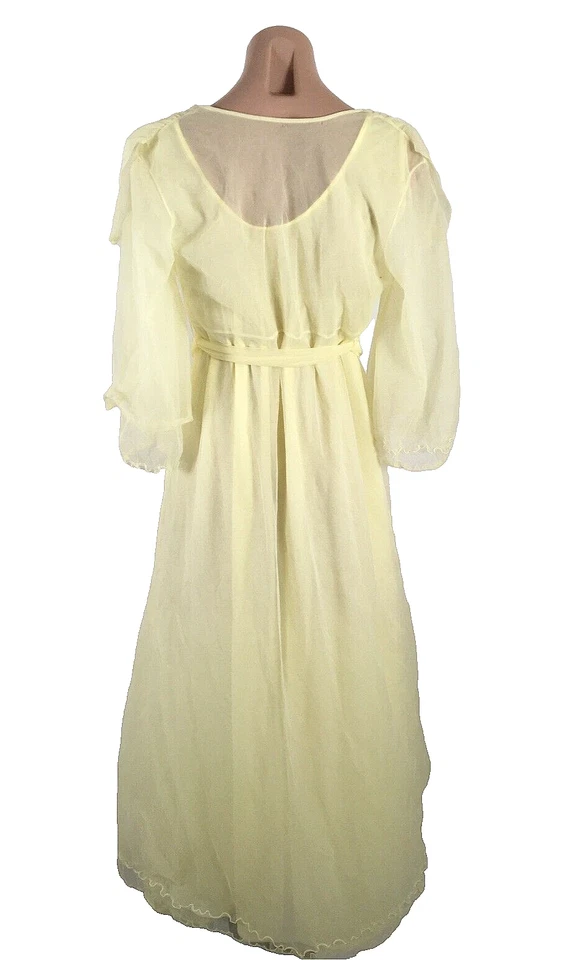 Conjunto de bata vintage Sears Peignoir transparente de doble capa de gasa amarilla S 32-34 Foto 2 de 4
