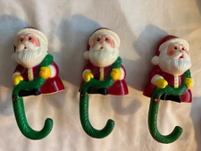 Vintage Hard Plastic  Stocking Hanger Holder Santa Sun Hill 1982 LOT OF 3