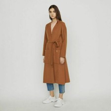 New Maje Long Double Face Caramel Wool Coat Sz 38 40