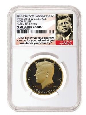 2014 W Gold Kennedy Half Dollar 50th Anniversary NGC PF70 UCAM 50c