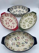 Temp-tations Old World 3qt Shallow Casserole Bakeware/Cookware - Floral Pattern