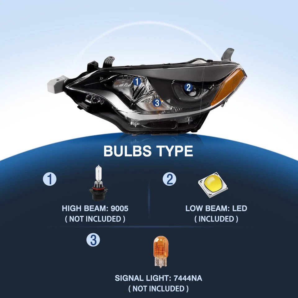 Par de faros esquineros ámbar negros para Toyota Corolla 2014 2015 2016 sedán Foto 2 de 4