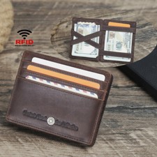 Men RFID Genuine Leather Magic Wallet Purse Money Clip Coin 8 Credit card Holder