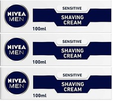 NIVEA MEN SHAVING CREAM For SENSITIVE Skin 3 X 100ml Free Shipping