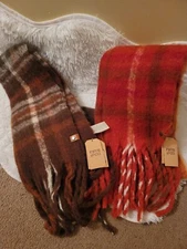 Frye and Co Blanket Scarf One Size Rustic Clay Orange & Brown Boots Bundle Of 2