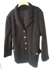 Brown Wool Blend Linned Blazer Jacket Size Uk 16 / 18* By Hamells
