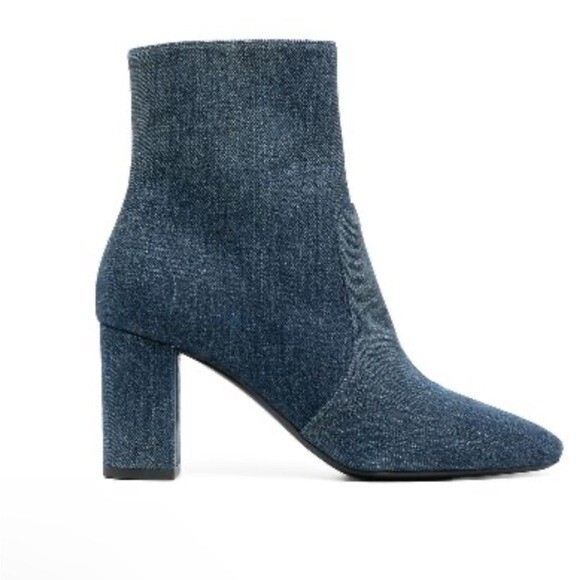 Stivaletti Saint Laurent denim Lou tacco a blocco taglia 36