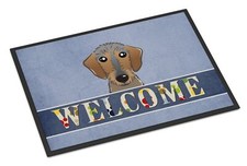 Caroline's Treasures BB1419MAT Wirehaired Dachshund Welcome Doormat 18x27, Bl...