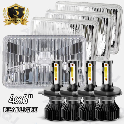 For Chevy C10 K5 K10 K20 Blazer 4pcs 4x6'' LED Headlights Hi/Lo Beam H4656 H4651