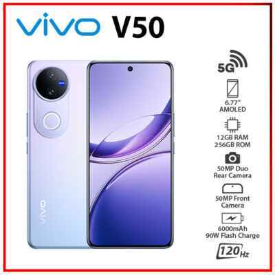 VIVO V50 5G 12GB+256GB PURPLE Dual SIM Octa Core Unlocked Android Cell Phone