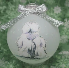 B038 Hand-made Christmas Ornament - chicken - white silky silkie hen (silver)