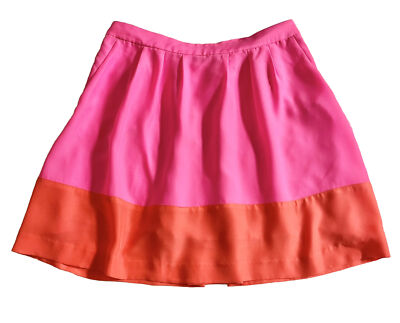 Crew Factory Skirt, Color Block, Hot Pink And Orange Size With Pockets 