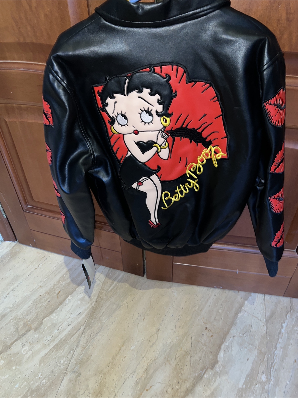Betty Boop Black Leather Jacket by Authentic Excelled Adult Size