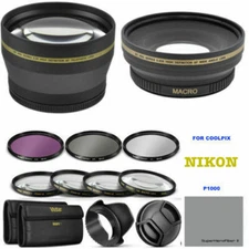 77MM WIDE ANGLE + TELEPHOTO LENS +HD FILTER KIT + MACRO FOR NIKON COOLPIX P1000