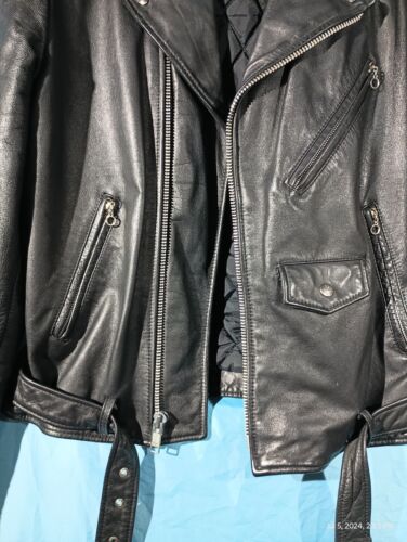 Chaqueta BIKER Berman’s CUERO de Colección Negra Cremallera Para Hombre Talla 44L - Imagen 9 de 22
