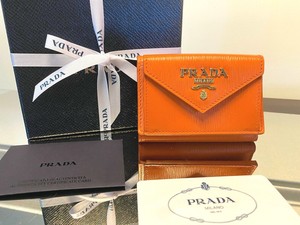 prada orange wallet