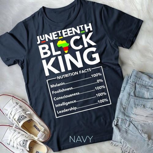 Juneteenth Black King Nutritional Facts Men Boys Dad Son Fun Unisex Youth Tshirt - Picture 6 of 11