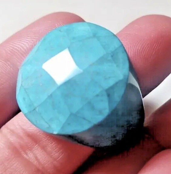 Natural Solid Turquoise Stone Ring Size 8 All Sto… - image 5
