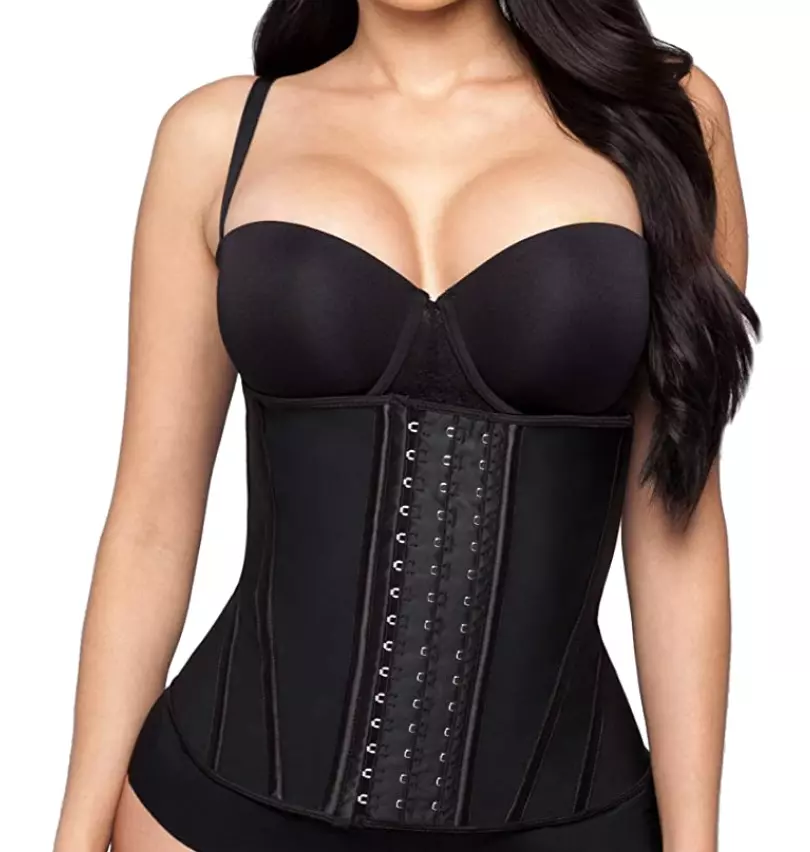 Hourglass Angel Black Hip-Control Latex Waist Trainer XL NEW