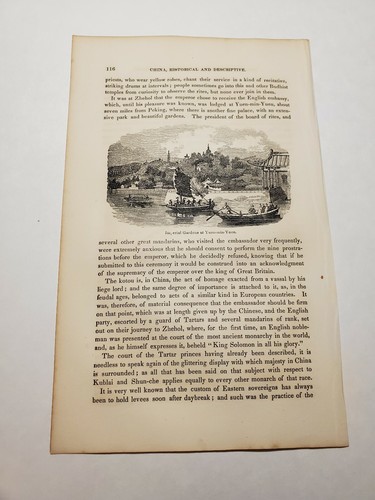 Jardines Imperiales en Zhehol y Yuen-Min Yuen China c. 1851 Grabado - Imagen 2 de 2