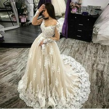 Bohemian Beach Wedding Dresses Lace Appliques Long Sleeves Bridal Gowns