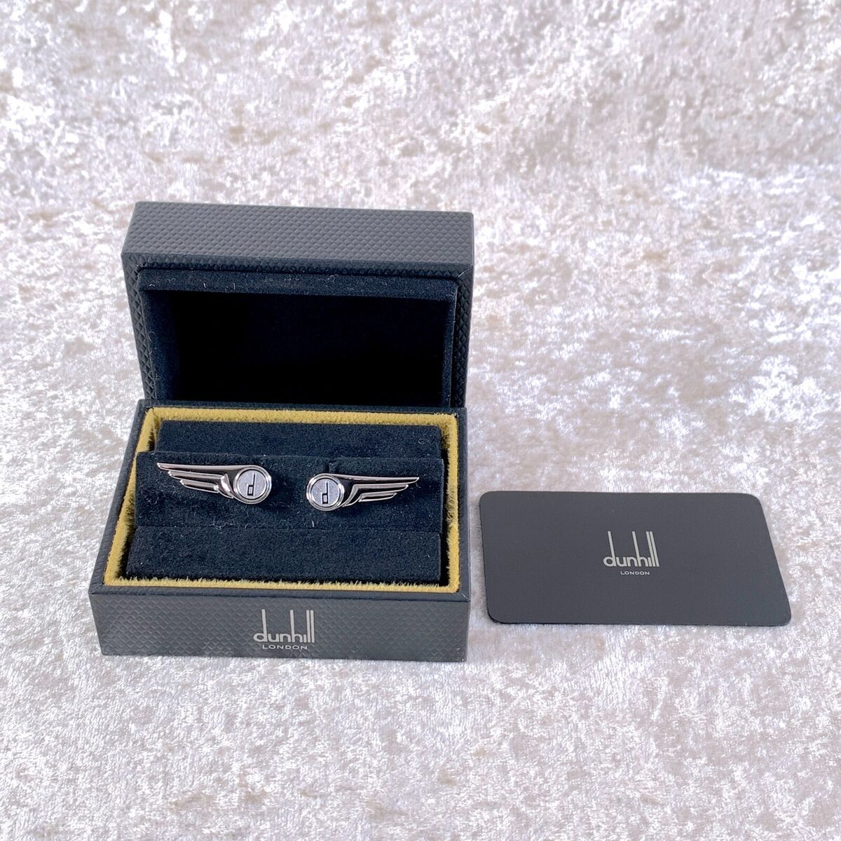 Authentic Alfred Dunhill Cufflinks Silver Wing Motif with Authentic Alfred Dunhill Cufflinks Silver Wing Motif with