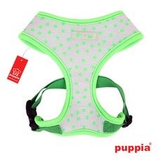 Puppia Dog Harness, Soft Adjustable No Pull, Cosmic Green Stars XS 10-14" Chest