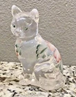 Fenton French Opalescent Iridized Stylized cat beautifully Handpainted